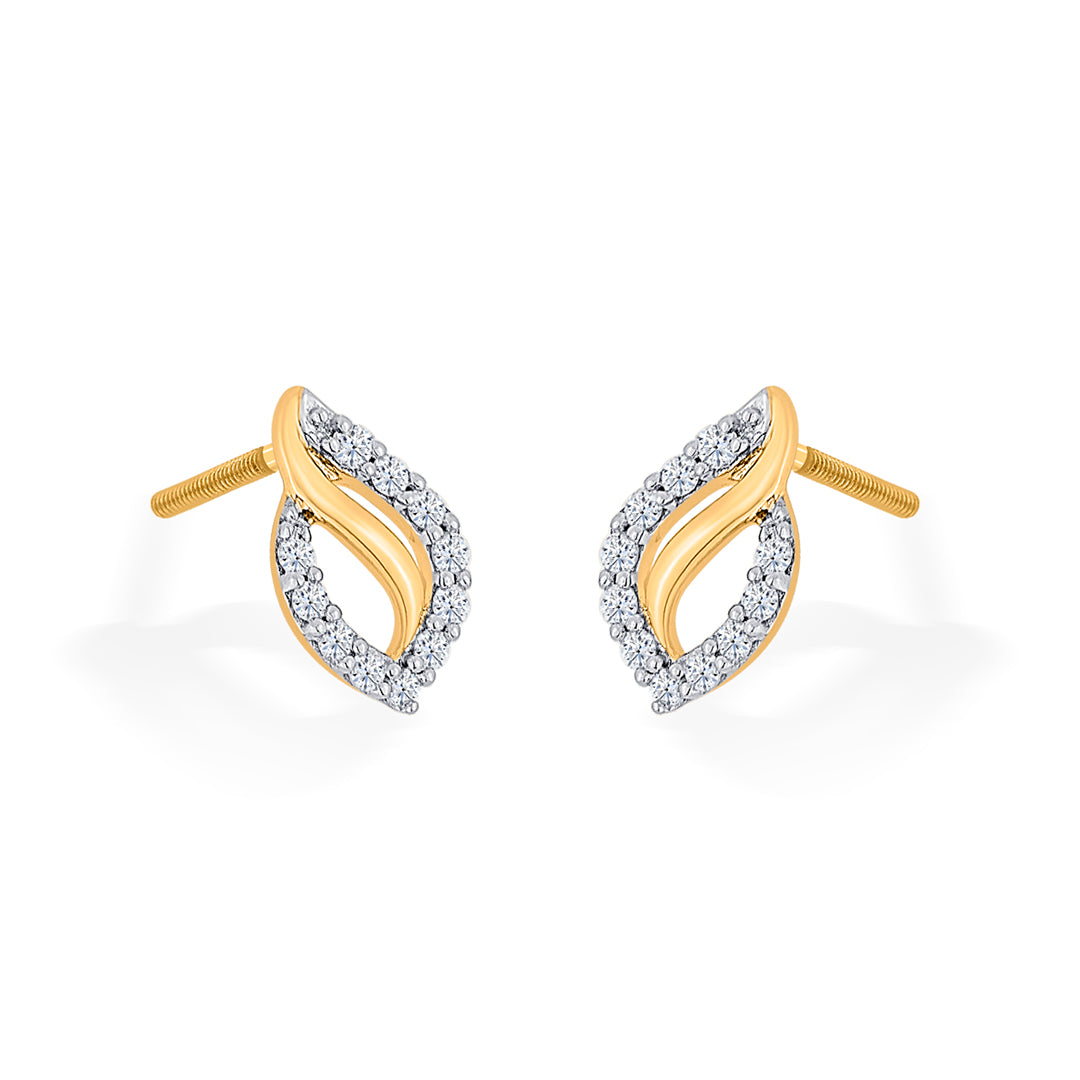 glint vine yellow gold stud diamond earring for woman