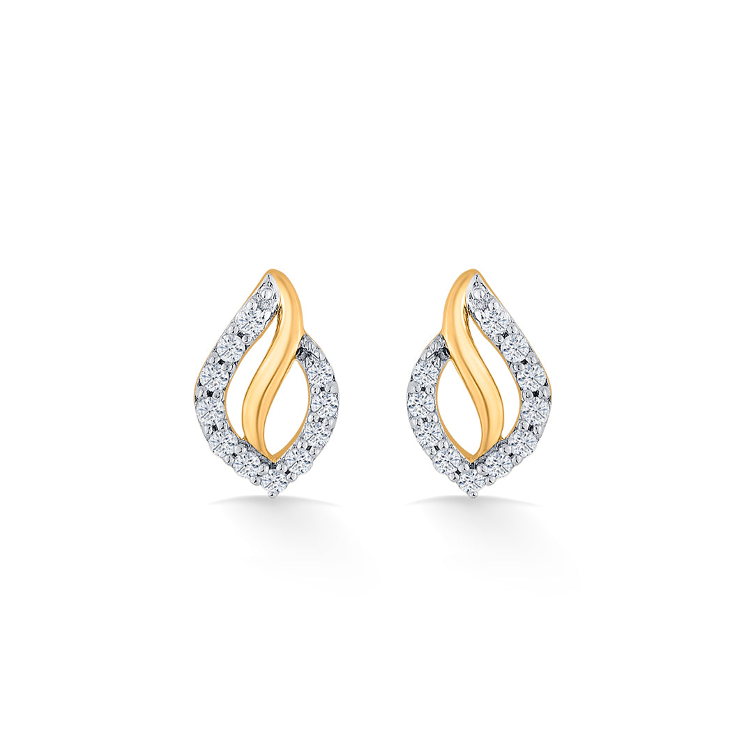 glint vine yellow gold stud diamond earring for women