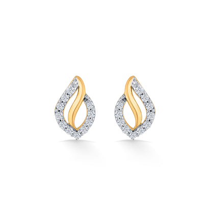 Glint Vine Yellow Gold Stud Diamond Earring For Women