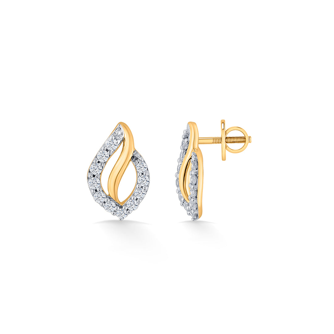 glint vine yellow gold stud diamond earring for woman