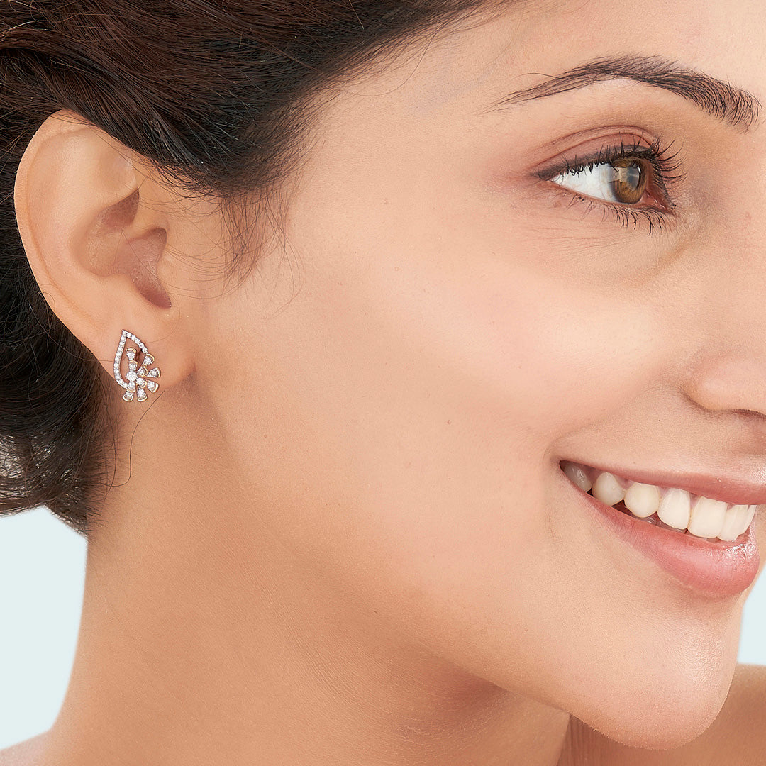 elysian spark rose gold stud diamond earring for woman
