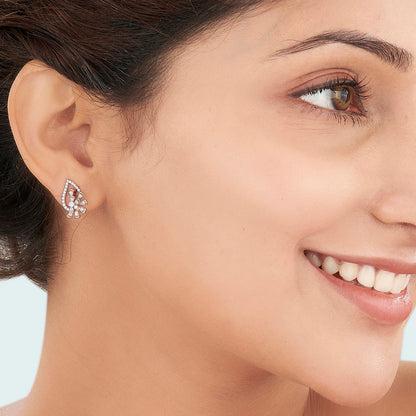 Elysian Spark Rose Gold Stud Diamond Earring For Woman