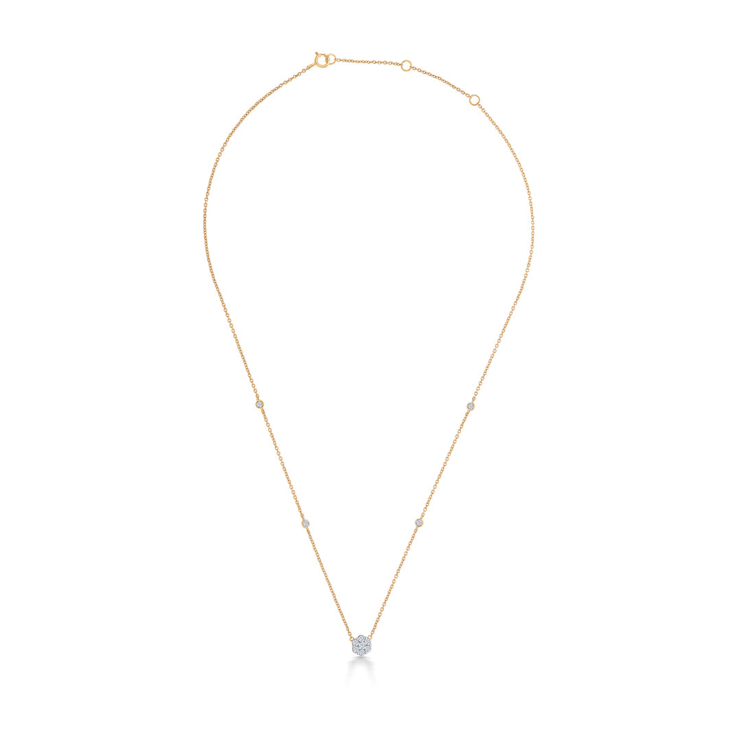Dainty Yellow Gold & Diamond Modern Necklace