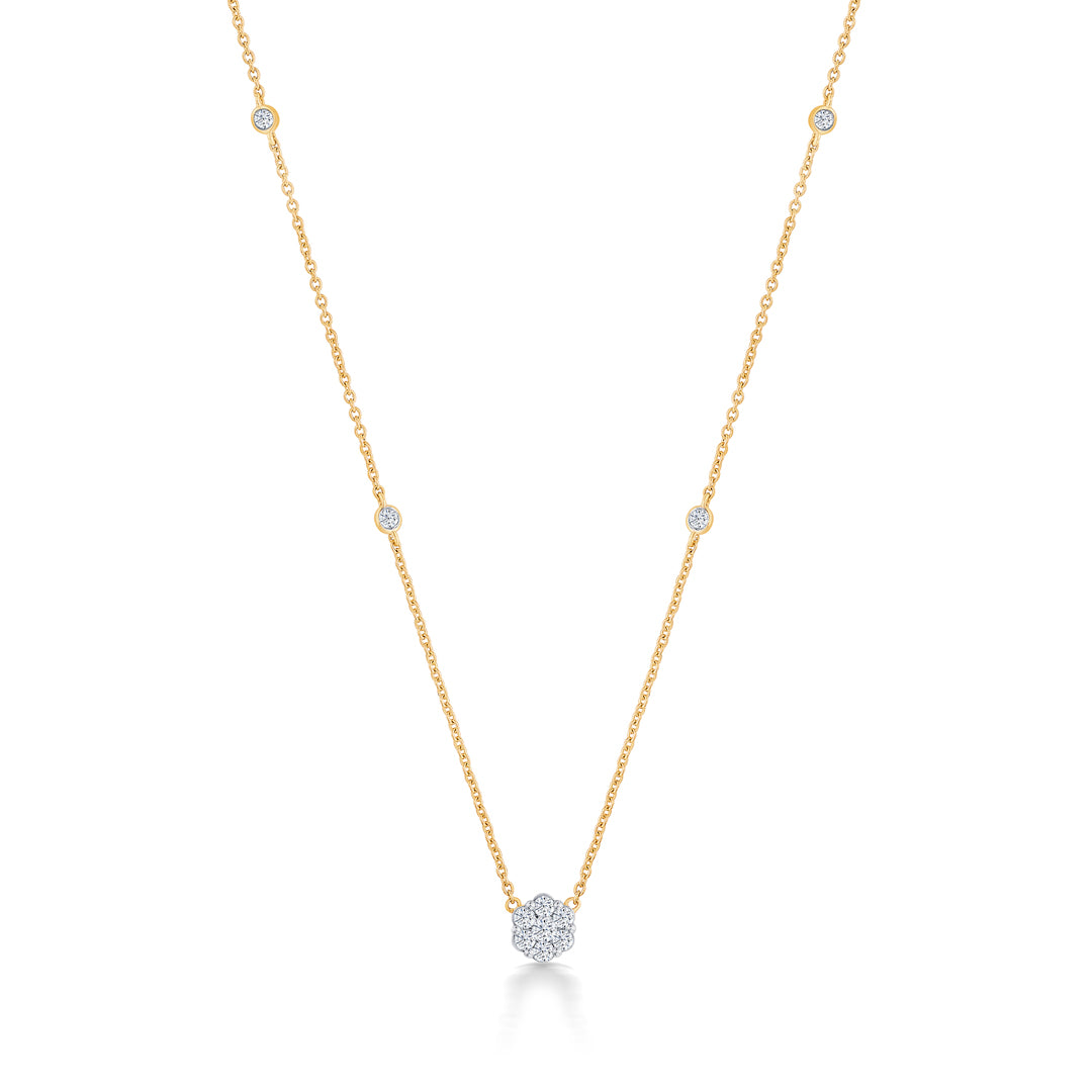 dainty yellow gold & diamond modern necklace