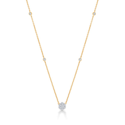 Dainty Yellow Gold & Diamond Modern Necklace