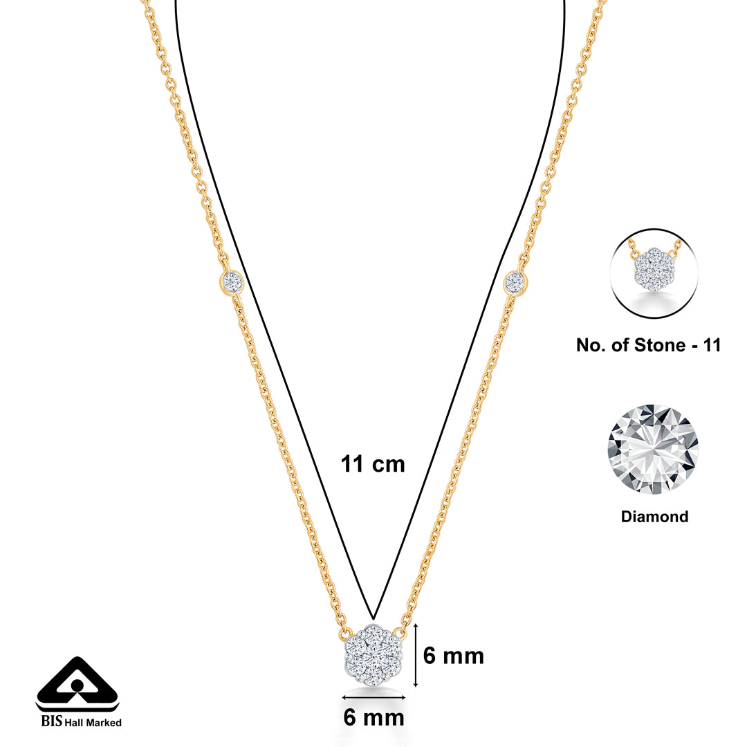 dainty yellow gold & diamond modern necklace