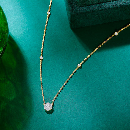 Dainty Yellow Gold & Diamond Modern Necklace