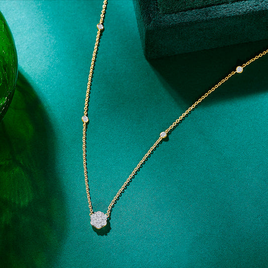 Dainty Yellow Gold & Diamond Modern Necklace