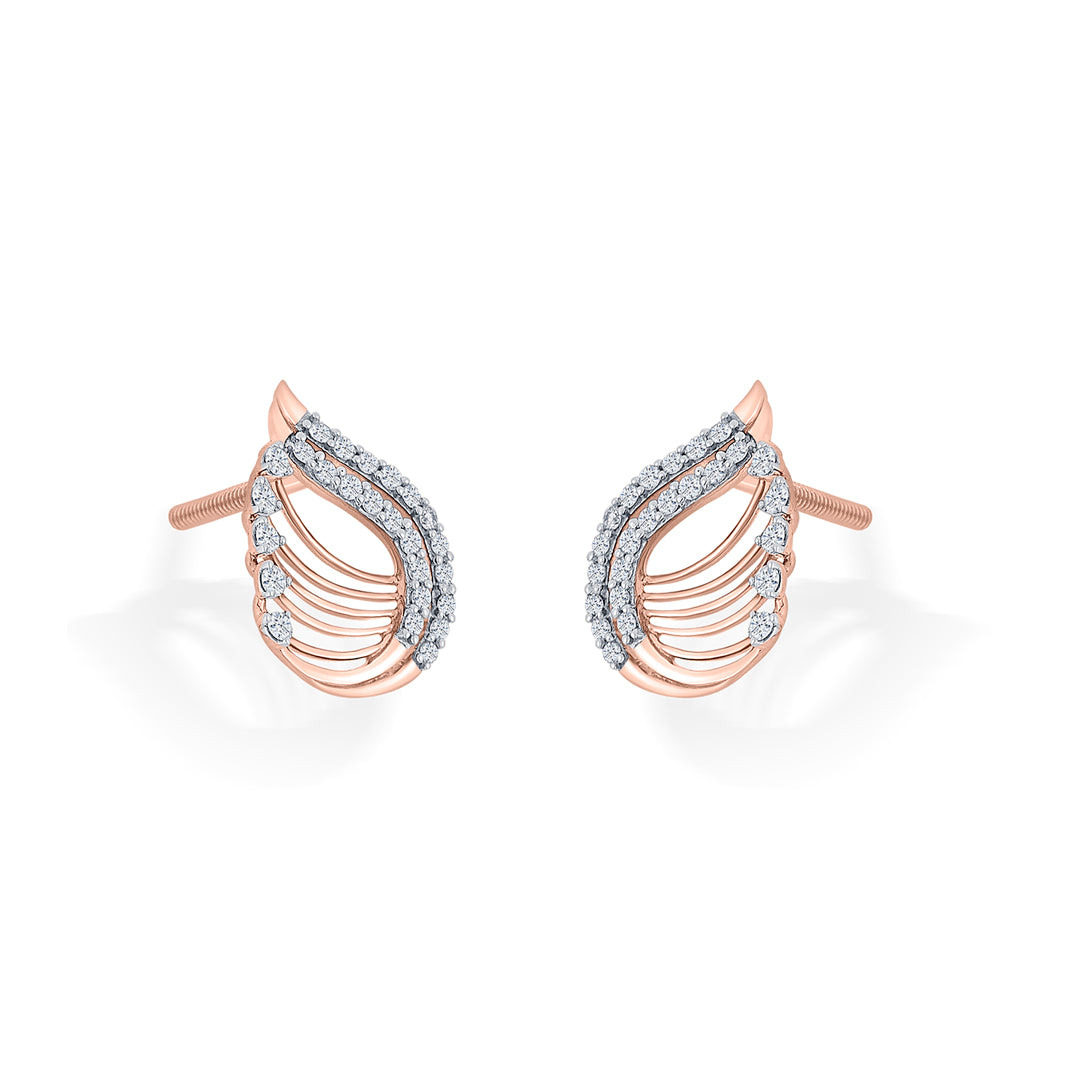 radiant petiole rose gold stud diamond earring for woman