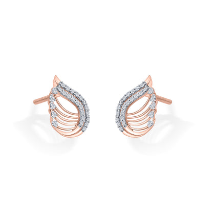 Radiant Petiole Rose Gold Stud Diamond Earring For Woman