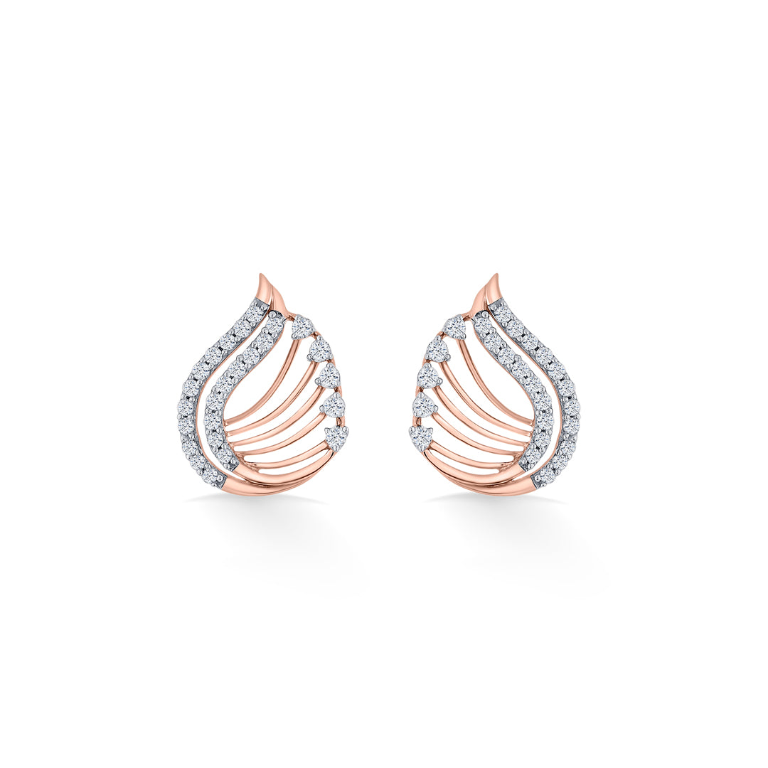radiant petiole rose gold stud diamond earring for women