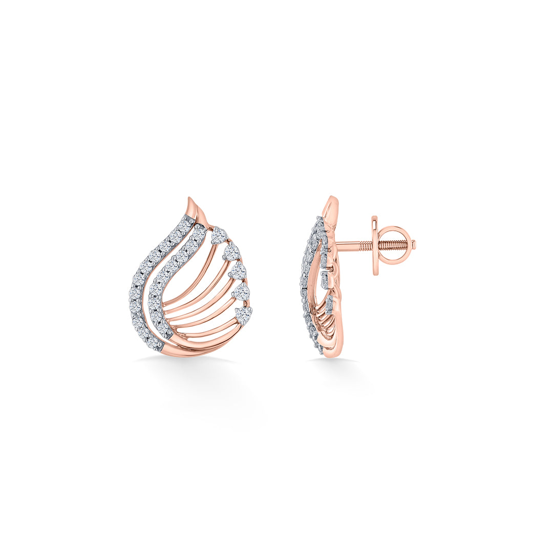 radiant petiole rose gold stud diamond earring for woman