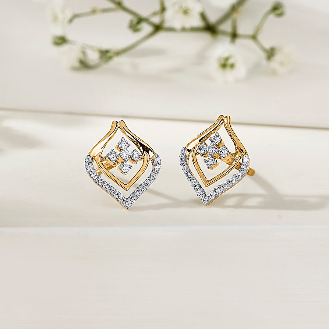 Gold & Diamond Stud Earring For Women
