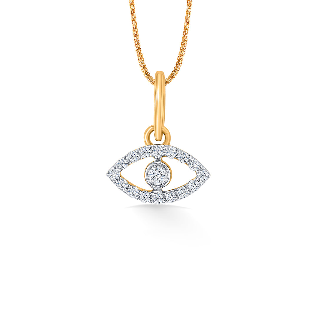 evil eye shine classic gold and diamond pendant for women