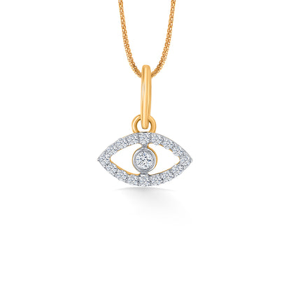 Evil Eye Shine Classic Gold and Diamond Pendant for Women