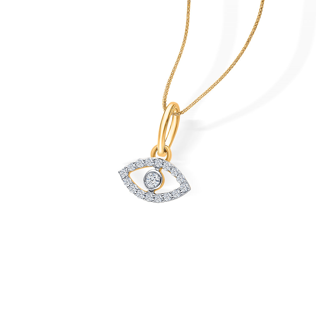 evil eye shine classic gold and diamond pendant for women