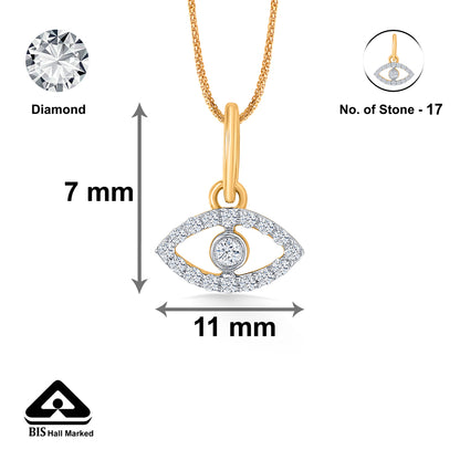 Evil Eye Shine Classic Gold and Diamond Pendant for Women