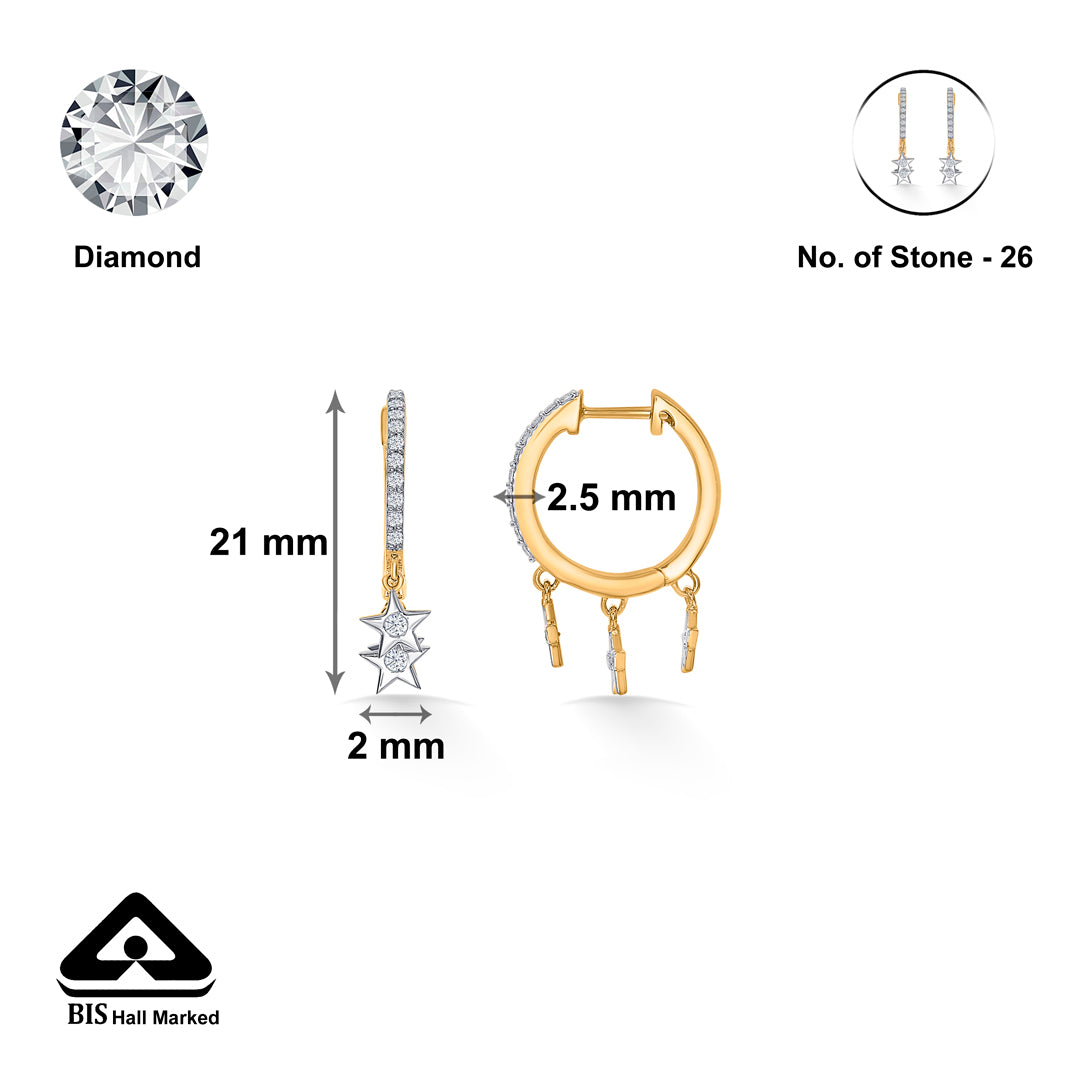 star gold & diamond earring for women