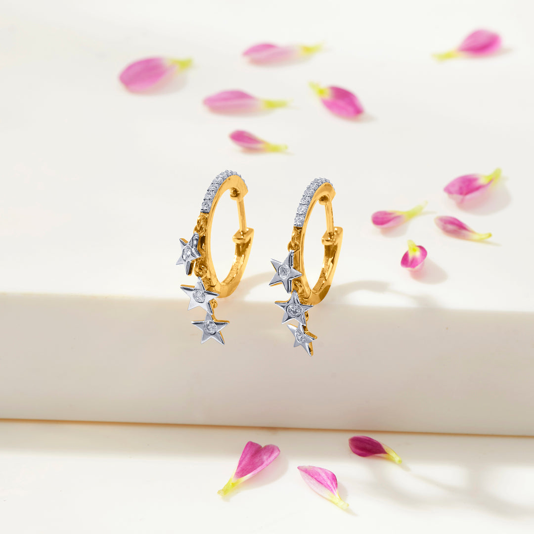 star gold & diamond earring for women