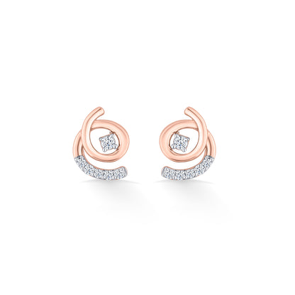 Radiant Whirl Rose Gold Stud Diamond Earring For Women