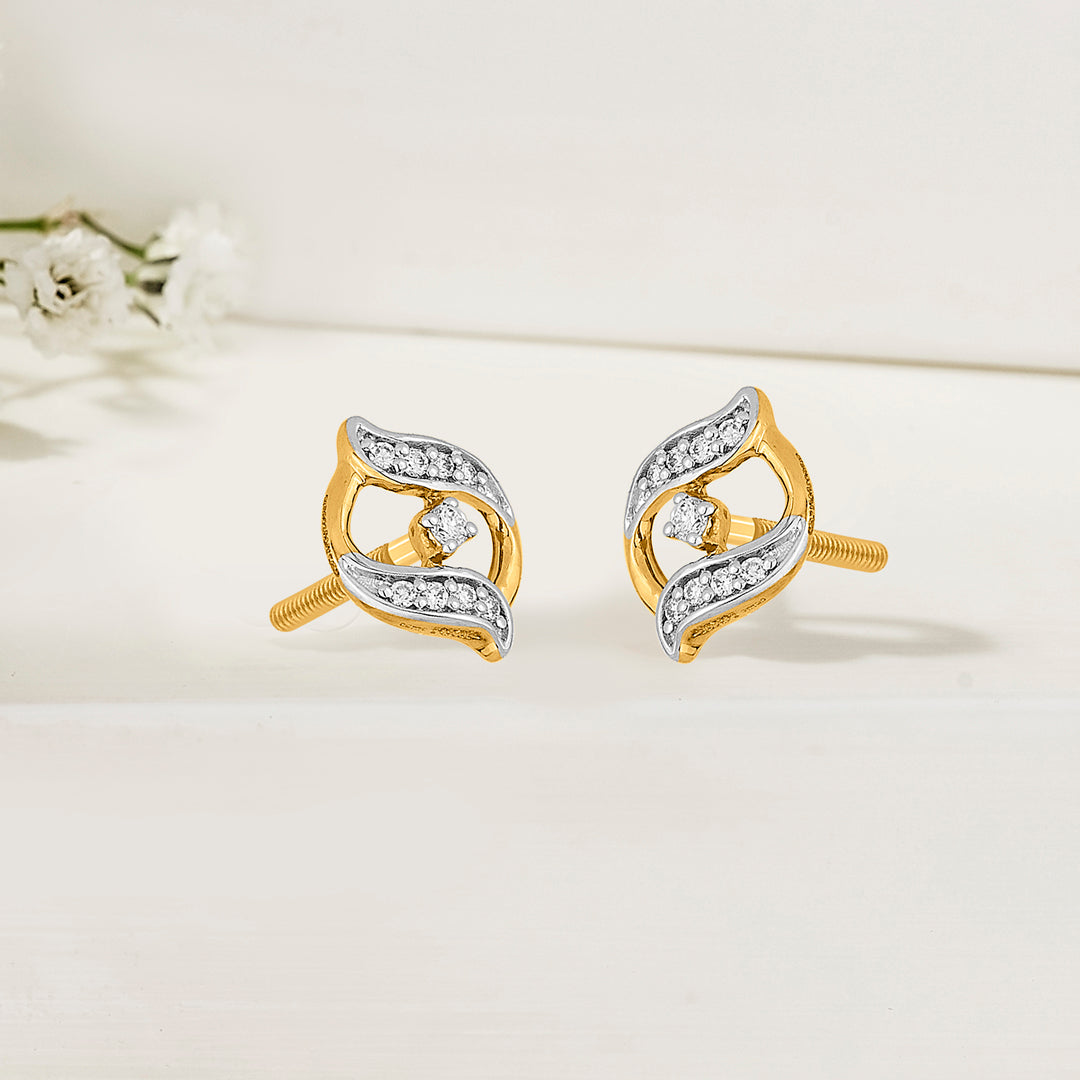 Majestic Shine Gold & Diamond Stud Earring For Women