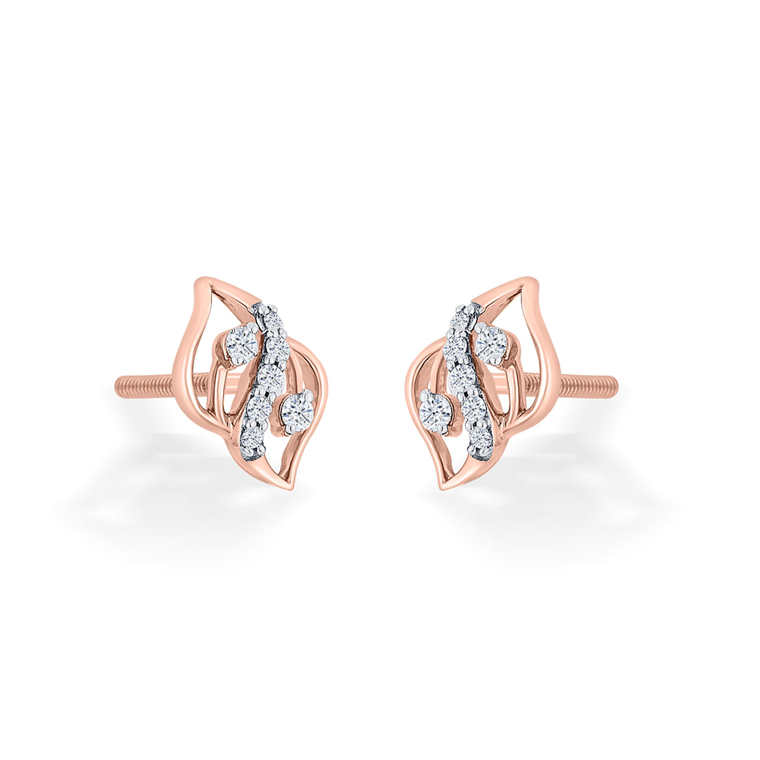 charm flick rose gold stud diamond earring for woman