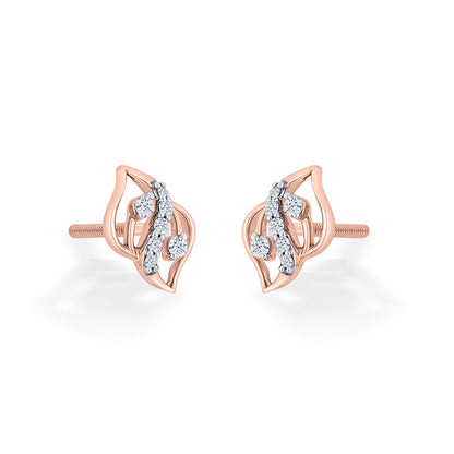 Charm Flick Rose Gold Stud Diamond Earring For Woman