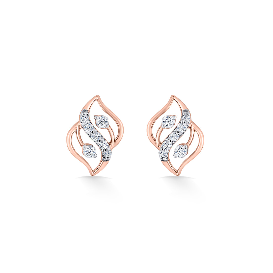 charm flick rose gold stud diamond earring for women