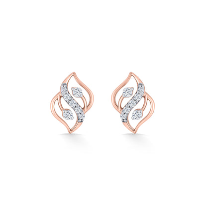 Charm Flick Rose Gold Stud Diamond Earring For Women