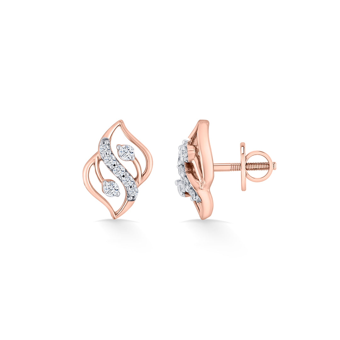 charm flick rose gold stud diamond earring for woman