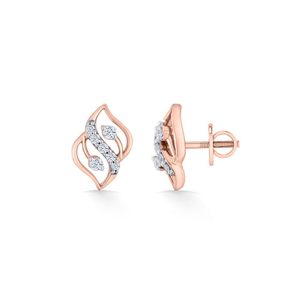 Charm Flick Rose Gold Stud Diamond Earring For Woman