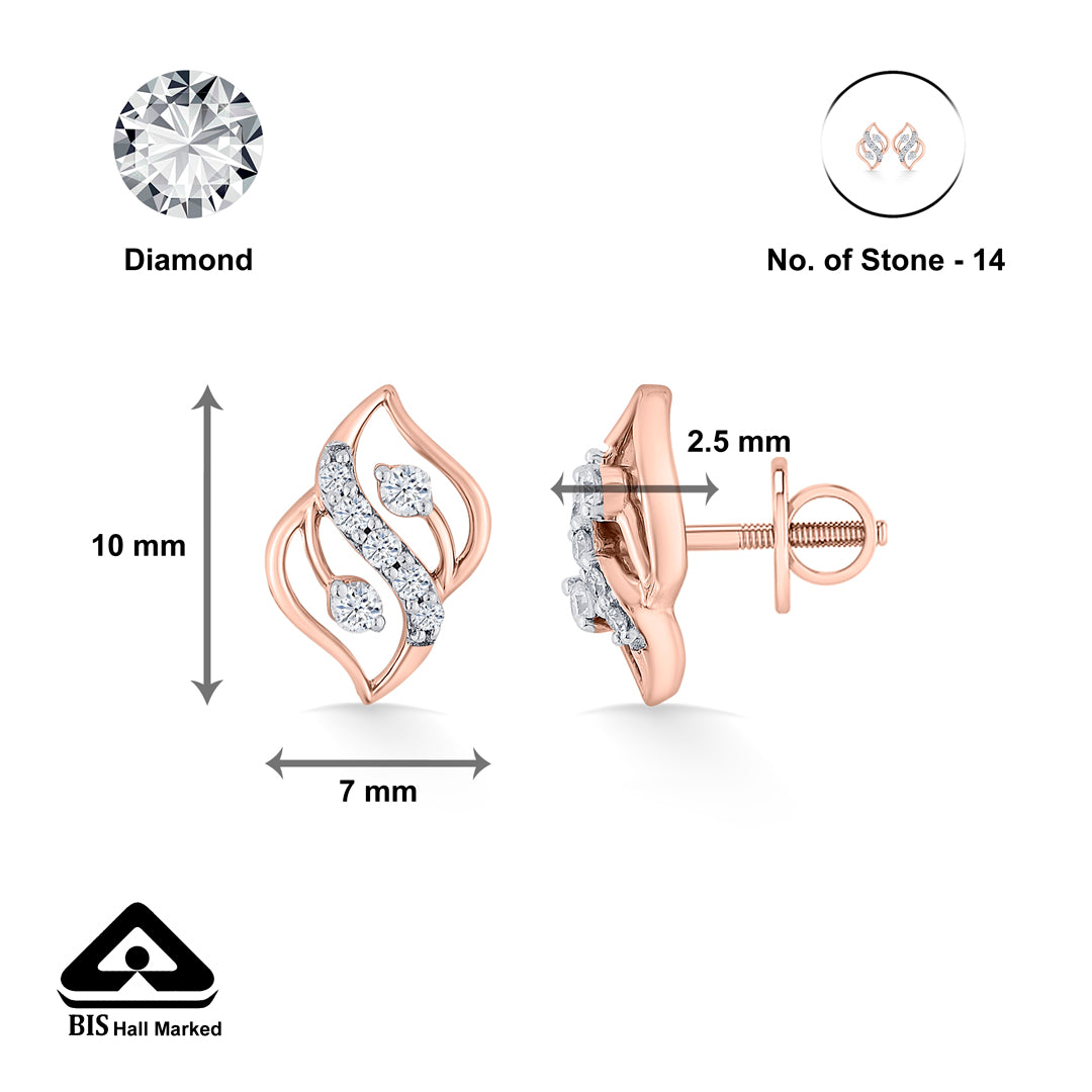 charm flick rose gold stud diamond earring for woman