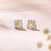 Puzzling Yellow Gold & Diamond Stud Earring For Women