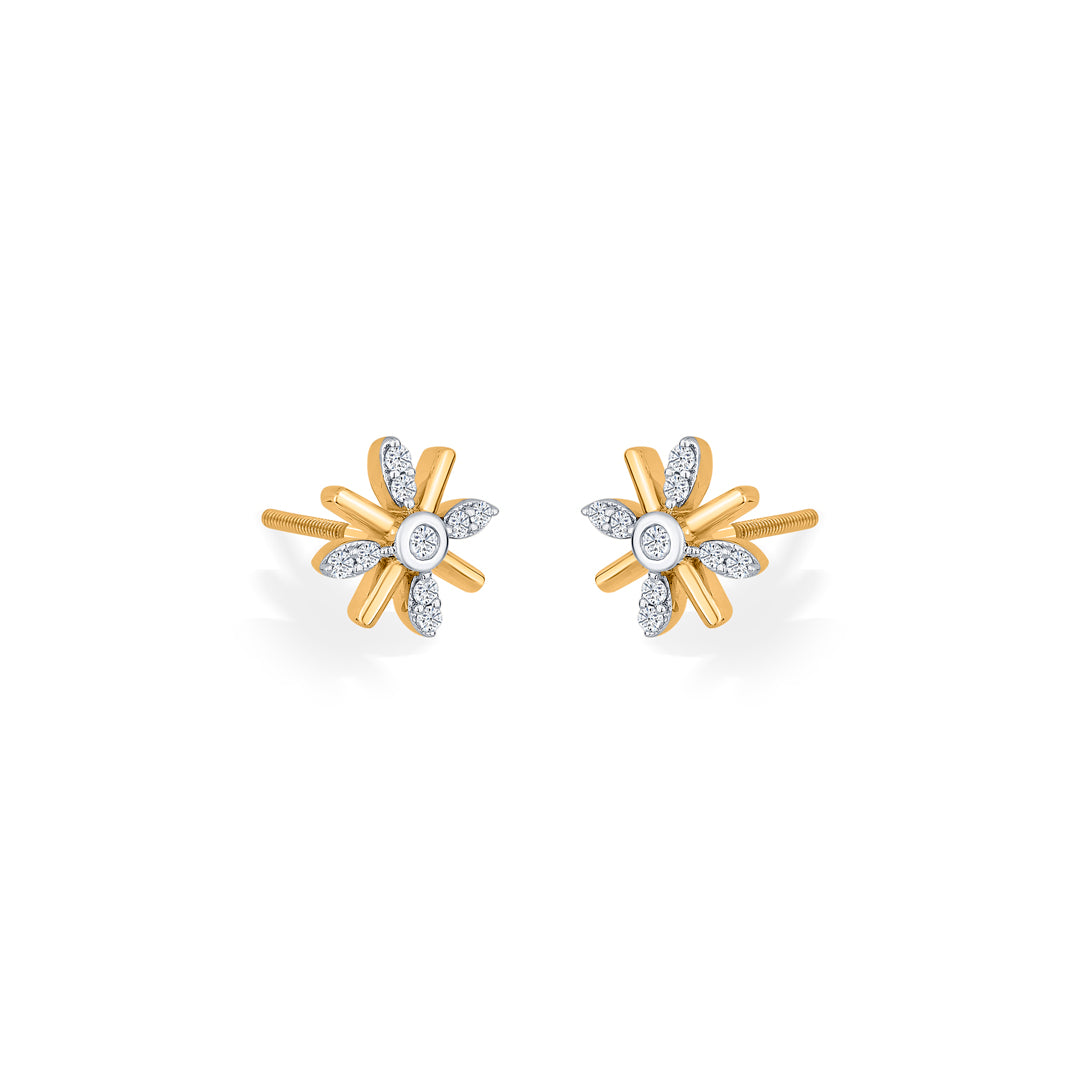 amber glow gold & diamond stud earring for woman