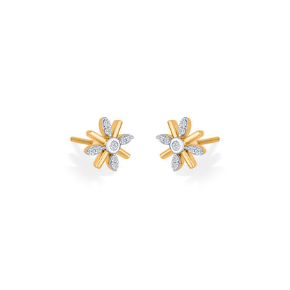 Amber Glow Gold & Diamond Stud Earring For Woman