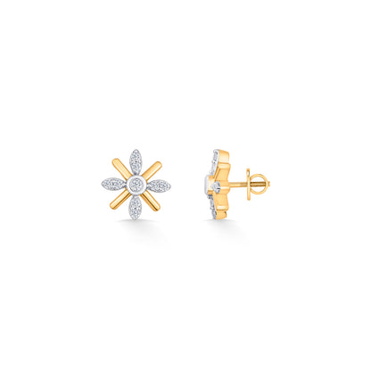 Amber Glow Gold & Diamond Stud Earring For Woman