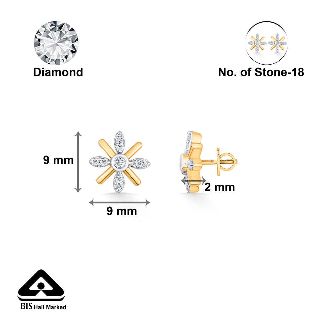 amber glow gold & diamond stud earring for woman