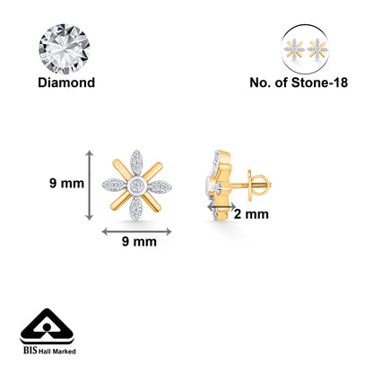 Amber Glow Gold & Diamond Stud Earring For Woman