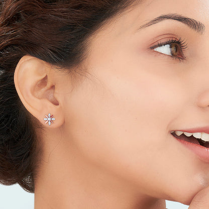 Amber Glow Gold & Diamond Stud Earring For Woman