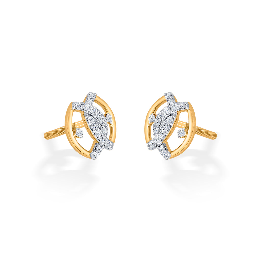 eternal sight yellow gold stud diamond earring for woman