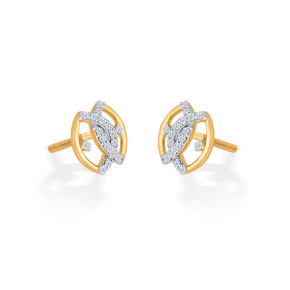 Eternal Sight Yellow Gold Stud Diamond Earring For Woman