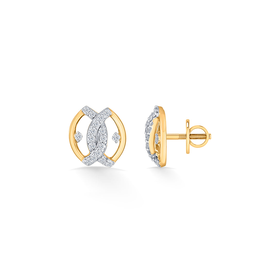 eternal sight yellow gold stud diamond earring for woman
