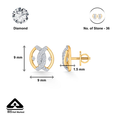 Eternal Sight Yellow Gold Stud Diamond Earring For Woman