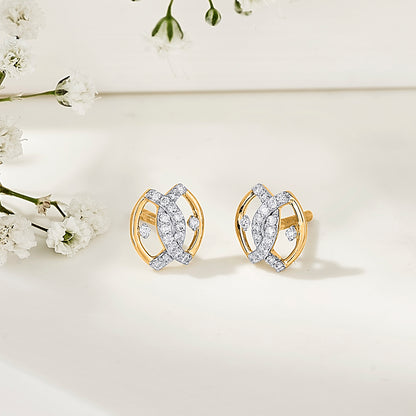 Eternal Sight Yellow Gold Stud Diamond Earring For Woman