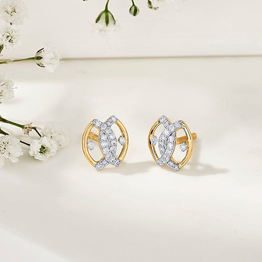Eternal Sight Yellow Gold Stud Diamond Earring For Woman