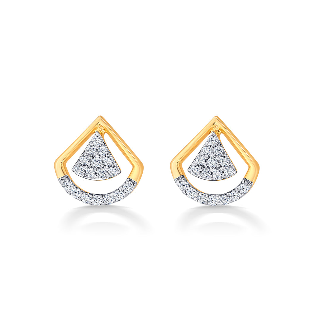 Angles Yellow Gold & Diamond Stud Earring