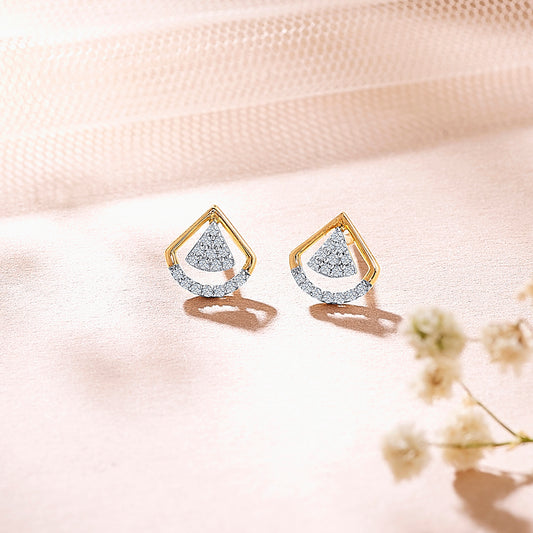 Angles Yellow Gold & Diamond Stud Earring