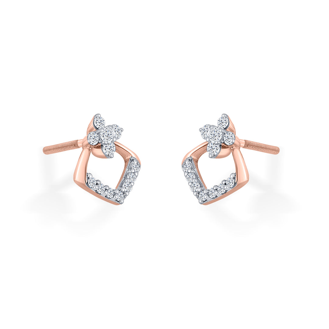 aurora crest rose gold stud diamond earring for woman