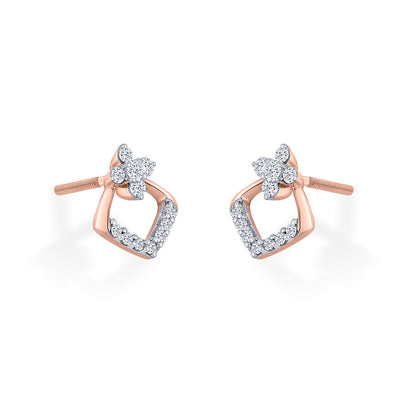 Aurora Crest Rose Gold Stud Diamond Earring For Woman