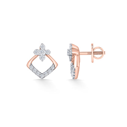 Aurora Crest Rose Gold Stud Diamond Earring For Woman